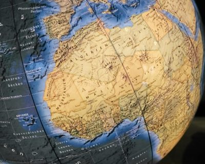 A close-up photo of Africa on a globe.